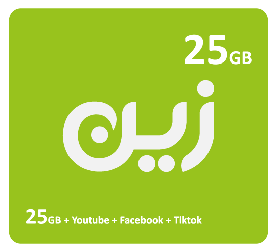 Zain Internet Recharge Card 25GB + 25GB YT&FB&TK For 1 Month