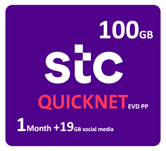 QUICKNet EVD PP - 100GB + 19GB Social Media for 1 Month.