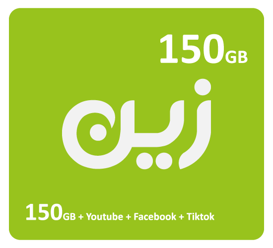 Zain Internet Recharge Card 150GB + 150GB YT&FB&TK For 3 Months