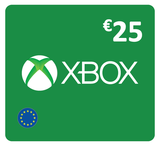 بطاقة إكس بوكس لايف - 25 يورو (المتجر الأوروبي تعمل داخل أوروبا فقط)
