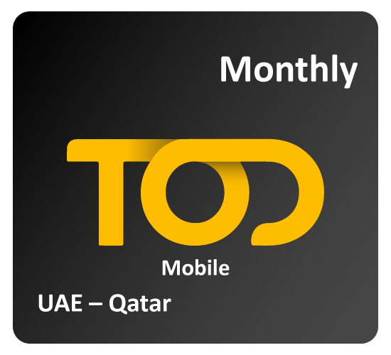 TOD Mobile Monthly Subscription UAE – Qatar ( Tier 1A)