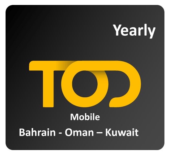 TOD Mobile Yearly Subscription Bahrain - Oman – Kuwait ( Tier 1B)